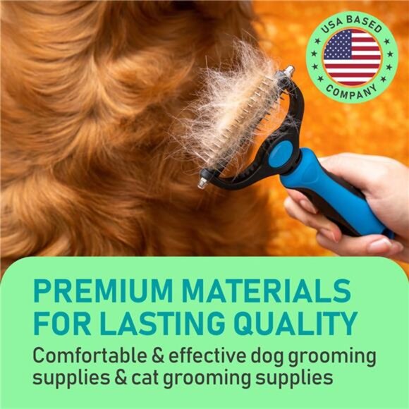 Pet Grooming Brush - Double Sided Shedding, Dematting Undercoat Rake for Dogs - Picture 3 of 7